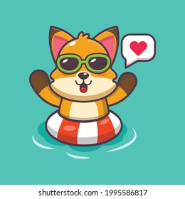 Cute fox illustration. Summer time. Cute vector design character. Vector isolated flat illustration for poster, brochure, web, mascot, sticker, logo and icon.