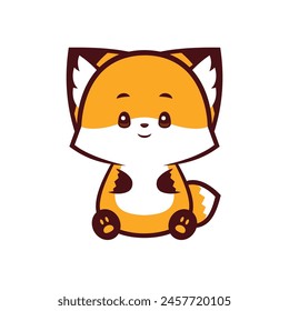 cute fox illustration vector, hand drawing vector, logo design