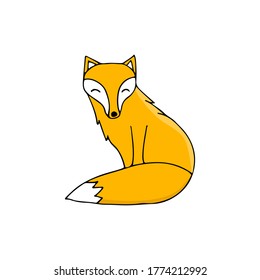 Cute fox illustration in vector. Fox icon in vector