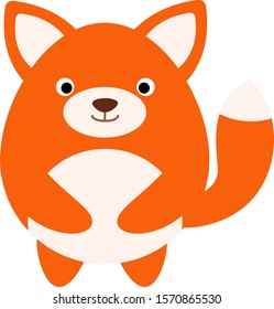 Cute fox isolate on white background. Vector illustration in cartoon style