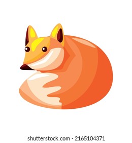 cute fox isolated icon flat