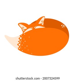 El zorro lindo aislado en el fondo blanco. Ilustración vectorial en un estilo plano.
