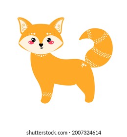 Cute fox isolated on white background. Vector illustration in a flat style.