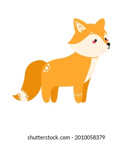 Cute fox isolated on white background. Vector illustration in a flat style.