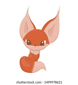 Cute fox isolated vector clip-art, cartoon character cute design.