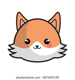 Cute Fox Kawaii Style Stock Vector (Royalty Free) 587695139