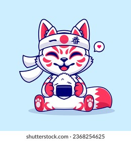 Cute Fox Kitsune Eating Onigiri Cartoon Vector Icon
Illustration. Animal Food Icon Concept Isolated Premium
Vector. Flat Cartoon Style