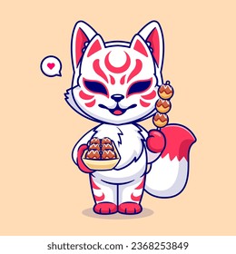 Curte Fox Kitsune comiendo Takoyaki Alimentos Cartogramas Icono vector
Ilustración. Concepto de ícono de alimento animal Isolación Premium
Vector. Estilo de dibujo plano