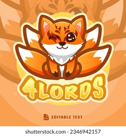 Cute Fox Kitsune Logo Cartoon