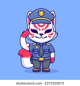 Cute Fox Kitsune Police Cartoon Vector Icon Illustration.
Animal Profession Icon Concept Isolated Premium Vector. Flat
Cartoon Style