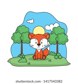 cute fox in the landscape