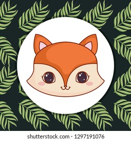 cute fox with leafs