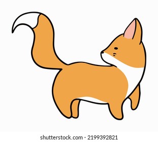 Cute Fox Line Art On White Background