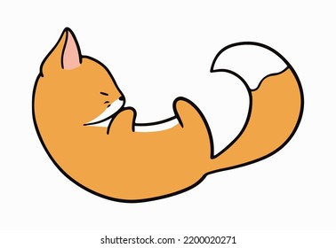 Cute Fox Line Art On White Background