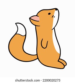 Cute Fox Line Art On White Background