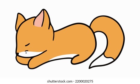 Cute Fox Line Art On White Background