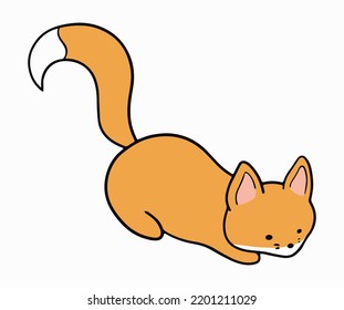 Cute Fox Line Art On White Background