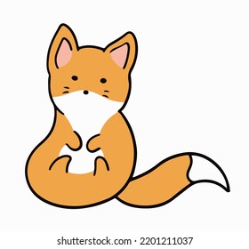 Cute Fox Line Art On White Background