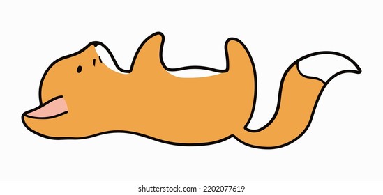 Cute Fox Line Art On White Background