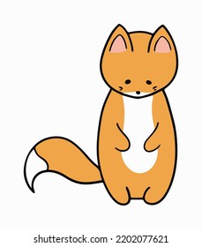 Cute Fox Line Art On White Background