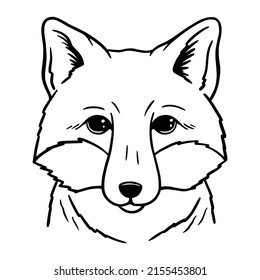 Cute Fox Line Art. Fox sketch vector illustration on white background. Hand-drawn portrait of fox's head. Good for posters, t shirts, postcards.