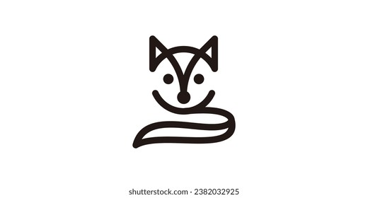 The cute fox logo design is made in a minimalist line style.