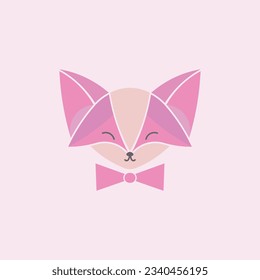 Cute fox logo in pink colors for kids' decor
