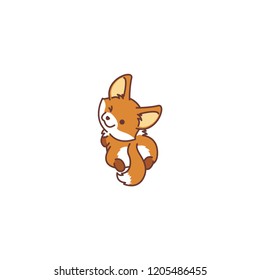 Cute fox looking back and winking, vector illustration