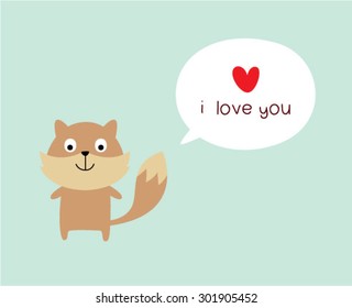 cute fox i love you card