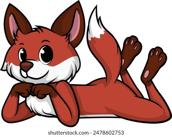 Cute fox lying down vector illustration