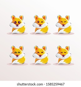 Cute Fox Mascot Cartoon Design Vector