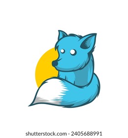 Cute fox mascot cartoon illustration 
