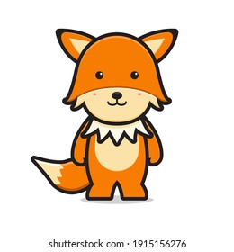 Cute fox mascot character cartoon vector icon illustration. World animal icon concept isolated vector. Flat cartoon style