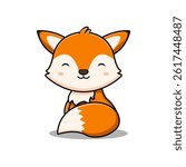 Cute Fox  Mascot Character Icon Illustration. Flat Cartoon Style Suitable for Web Landing Page, Banner, Sticker, Card