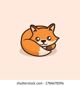 Cute fox mascot design illustration