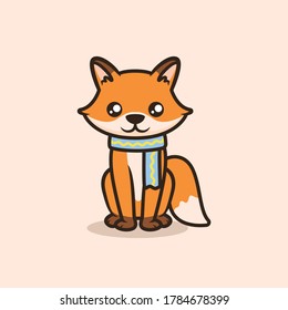 Cute fox mascot design illustration
