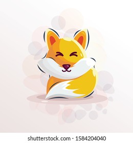 cute fox mascot illustration design vector