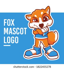 cute fox mascot logo template