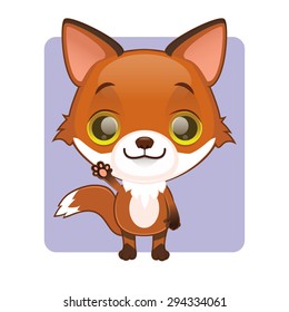Cute fox mascot waving pose