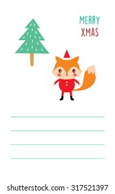 cute fox merry Christmas greeting card