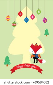 Cute fox Merry Christmas greeting.