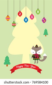 Cute fox Merry Christmas greeting.