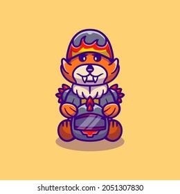 cute fox motorcycle gang member, suitable for t-shirt designs or cute animal motorcycle gang mascots