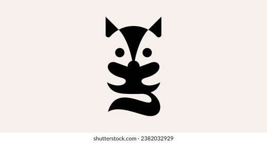 cute fox negative space logo design.