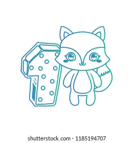 cute fox with number one decoration
