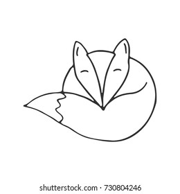 Cute fox. Nursery art. Outline vector illustration.