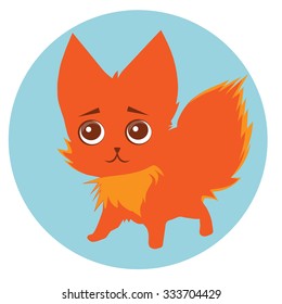 Cute fox on blue background. Element for web design and infographics . Vector.