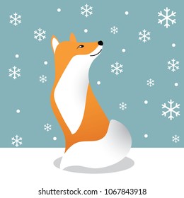 cute fox on snowing design