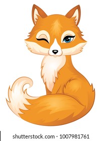 Cute fox on a white background. 