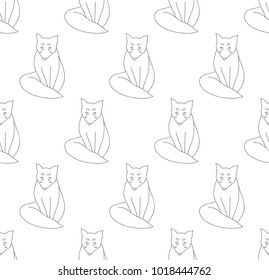 Cute Fox on White Background. Vector Illustration.